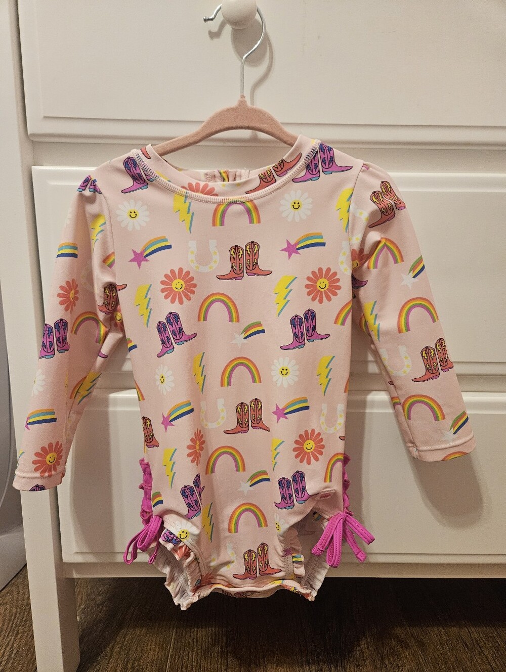 Ruffle Butts Cowgirl Cutie One Piece Rashguard Swimsuit- Size 18-24m